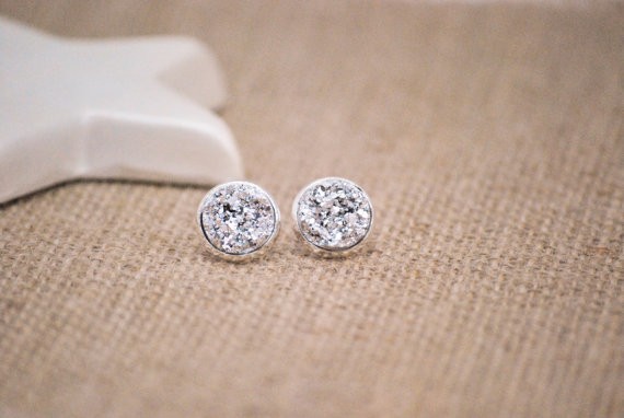 druzy earrings in silver by snowingstars
