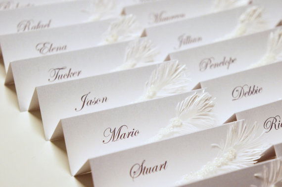 feather place cards