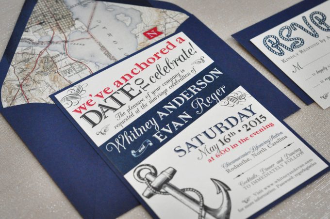 nautical wedding invitations - we've anchored a date