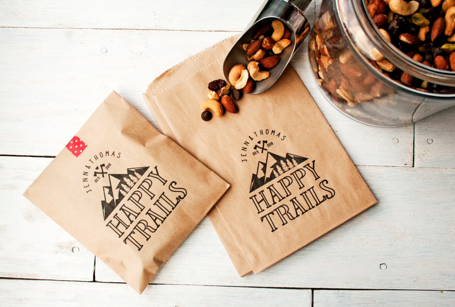 happy trails mountain wedding favor bags