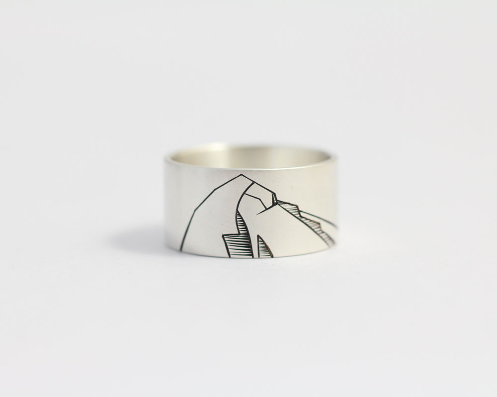mens mountain wedding ring