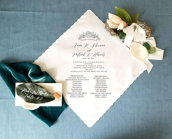 personalized wedding handkerchiefs