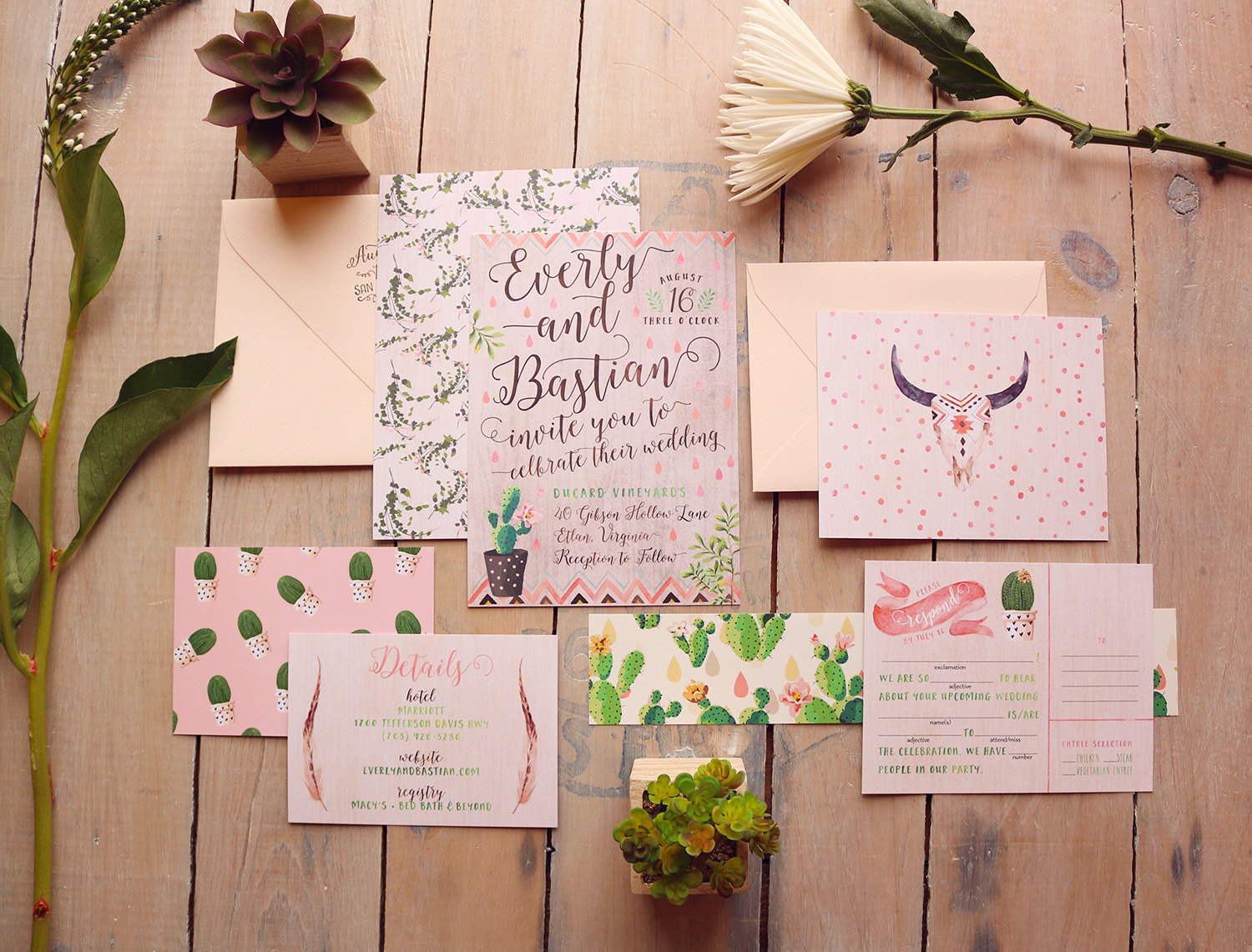 cactus wedding invitations