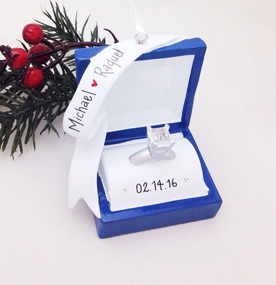 engagement-ring-ornament via 50+ First Christmas Ornaments Engaged / Married