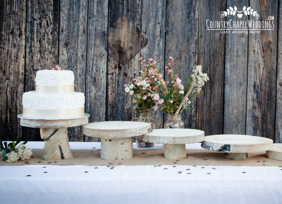 birch cake stands by country chapel