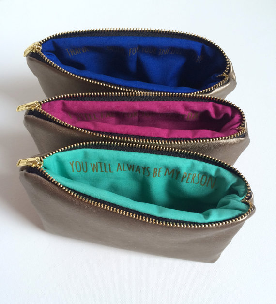 bridesmaid leather pouch