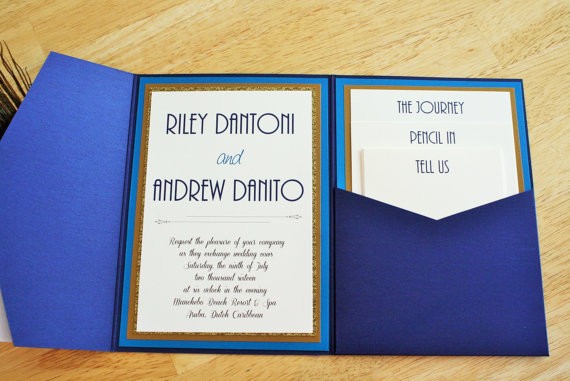 great gatsby blue peacock invitations