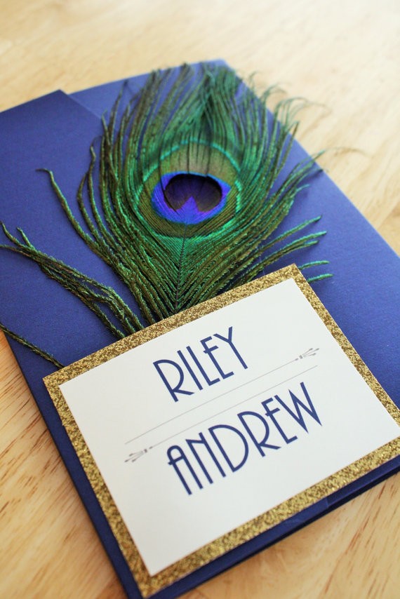 great gatsby peacock invitations