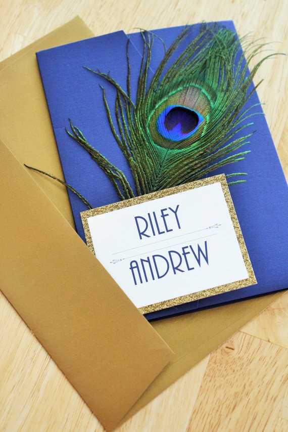 great gatsby themed peacock invitations