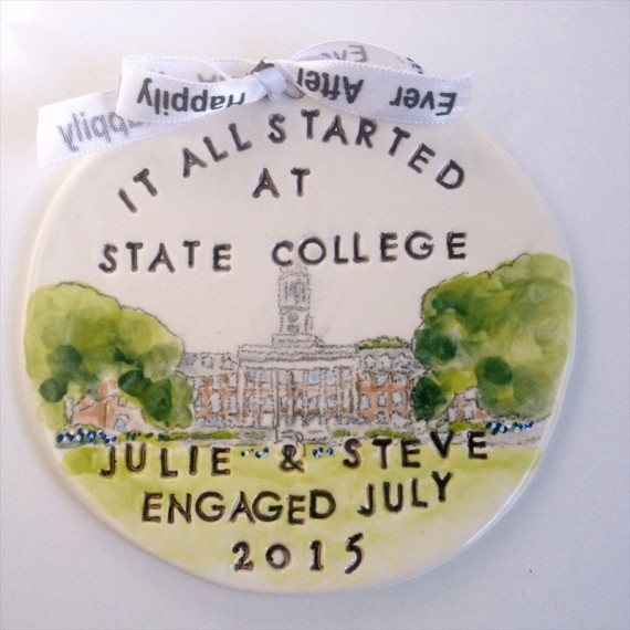 it all began at engaged date and names ring dish