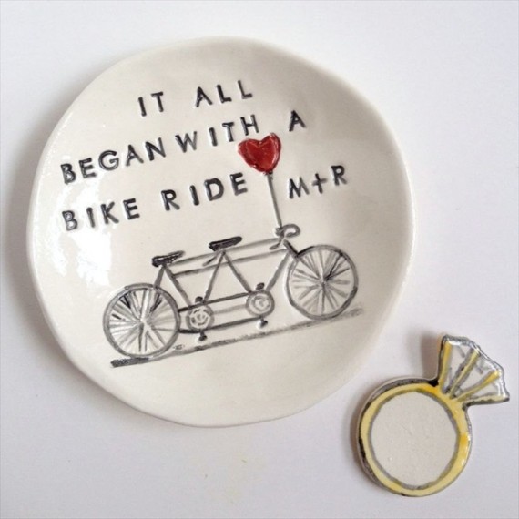 it all began with a bike ride ring dish