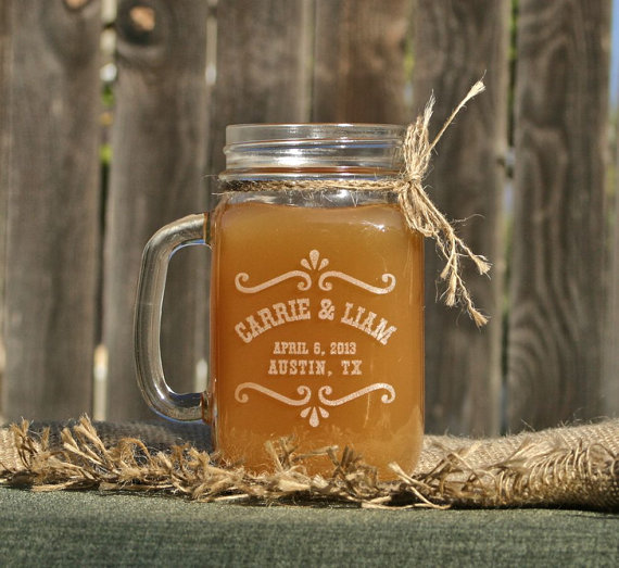 rustic mason jar glass by scissormill via barn reception ideas for weddings