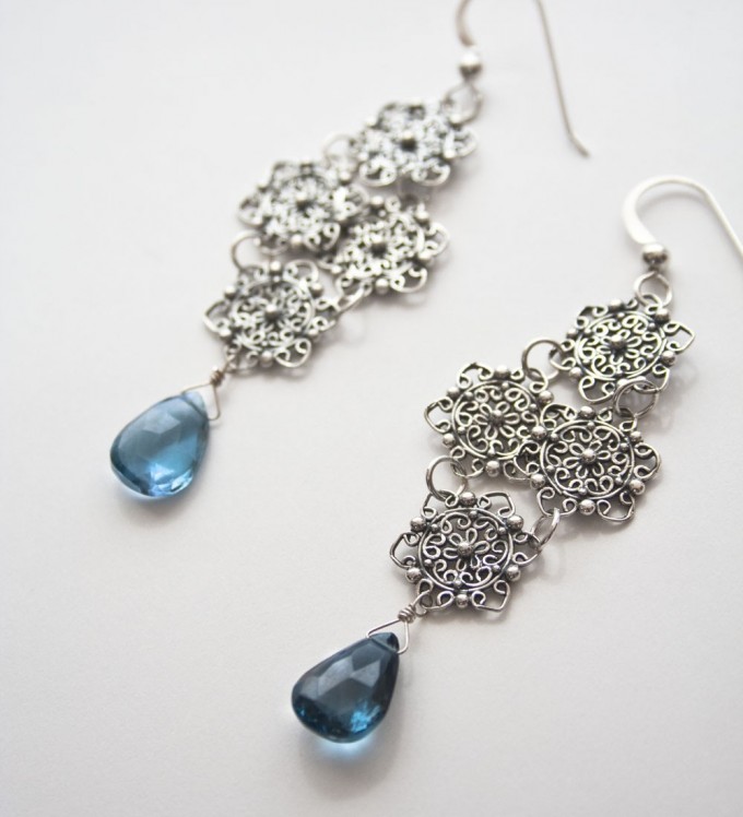blue snowflake earrings