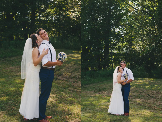 bride and groom wedding - Rustic Barn Wedding in the Catskill Mountains | https://emmalinebride.com/real-weddings/rustic-barn-wedding-catskill-mountains/ | photo: Stephanie Naru Photography 