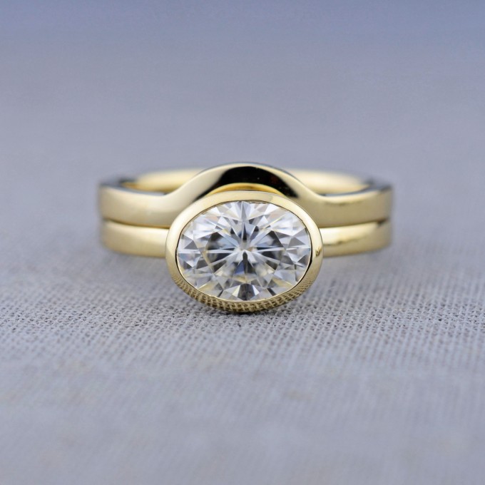 gold engagement ring with wedding band fit