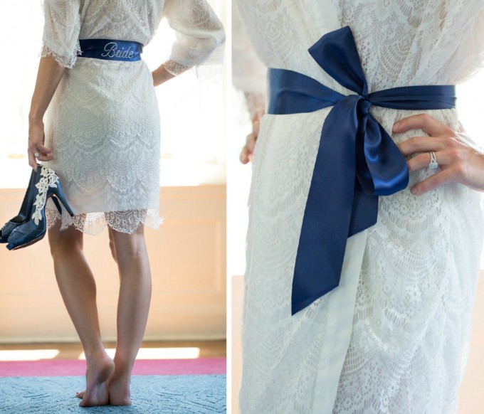 lace robe with bride sash