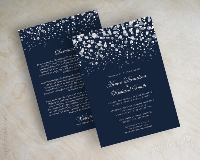 navy blue glitter wedding invitations via 50+ Best Wedding Invitations // via http://bit.ly/2yB6Ful