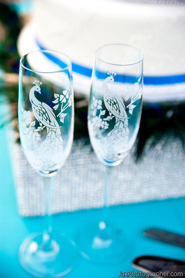 peacock champagne flutes