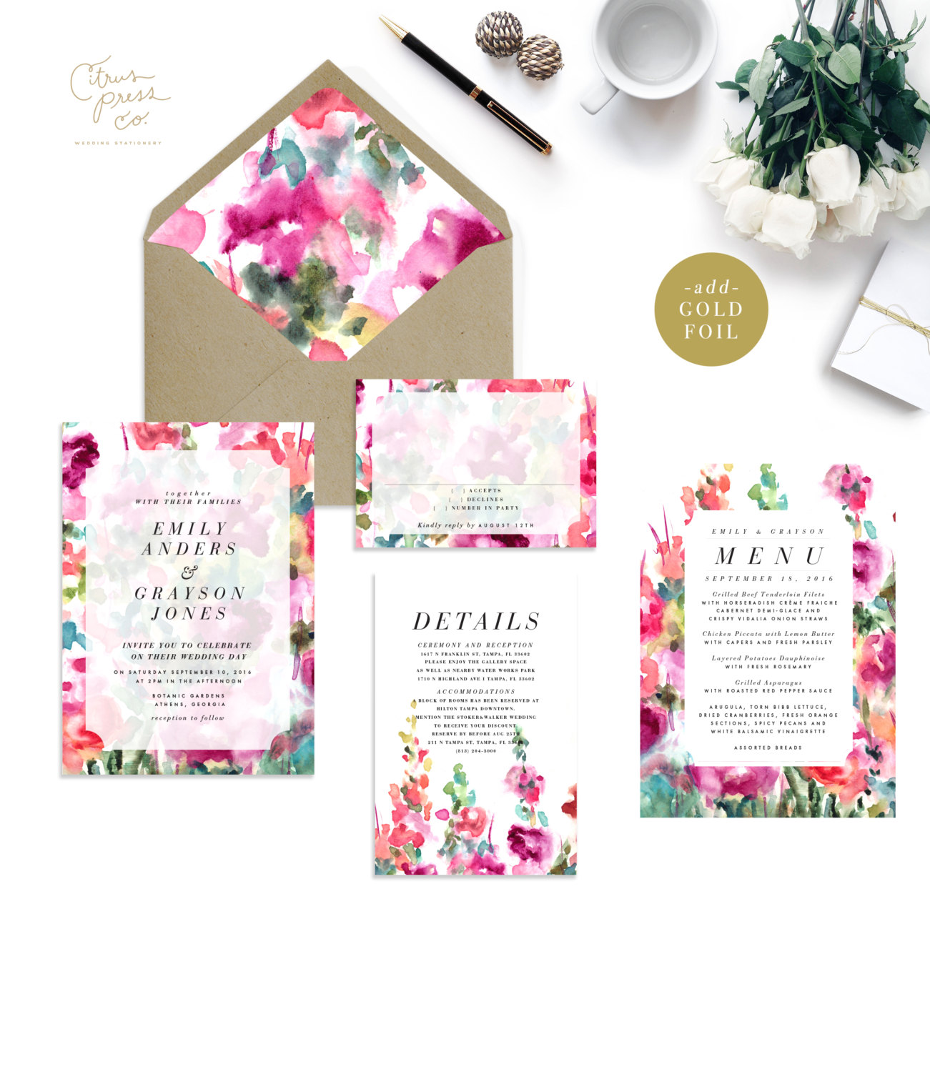 spring garden wedding invitations | 6 Floral Botanical Invitations for Spring Weddings http://wp.me/p1g0if-yOx by Citrus Press Co.