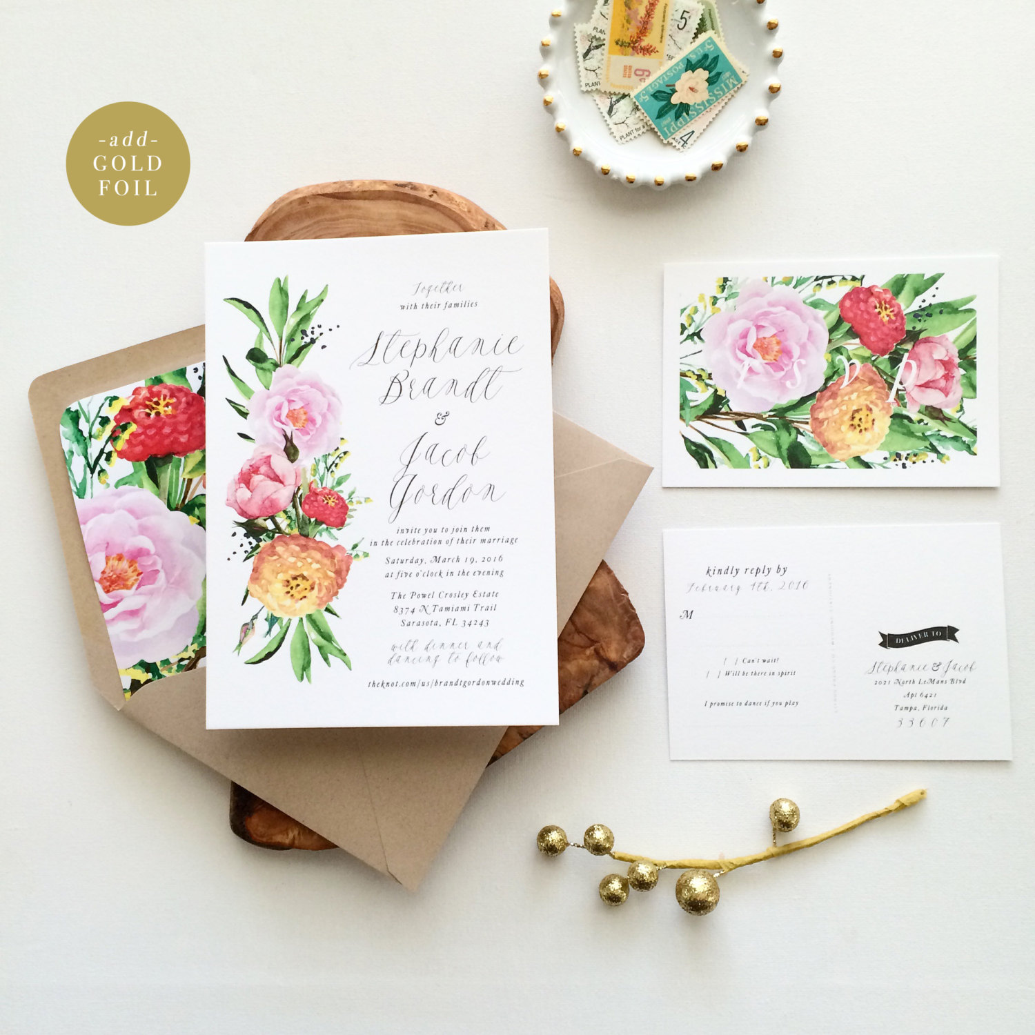 spring watercolor botanical wedding invitations | 6 Floral Botanical Invitations for Spring Weddings http://wp.me/p1g0if-yOx by Citrus Press Co.
