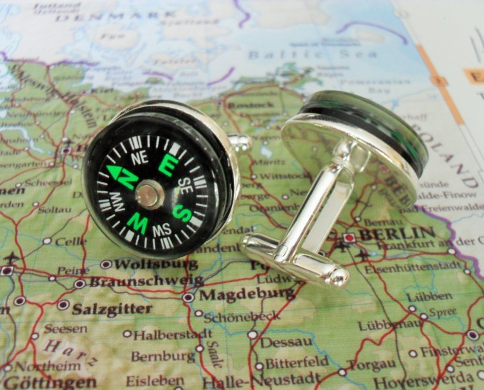 working compass cufflinks by BjeweledVintage