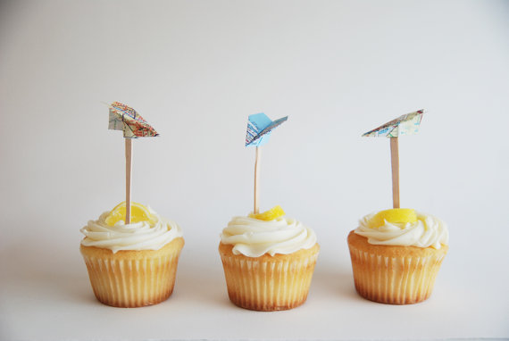 airplane map cupcake toppers by grannypantydesigns