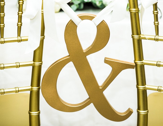 ampersand | chair signs for bride and groom | by zcreate design | https://emmalinebride.com/reception/chair-signs-for-bride-and-groom/
