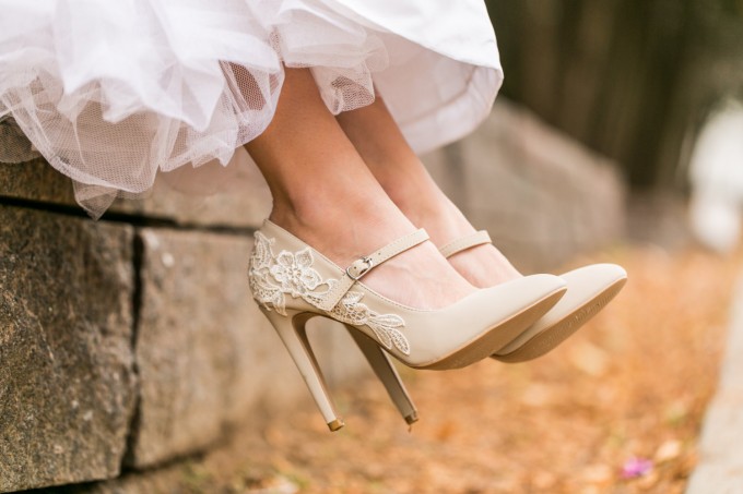 beige lace wedding shoes maryjanes - photo 2