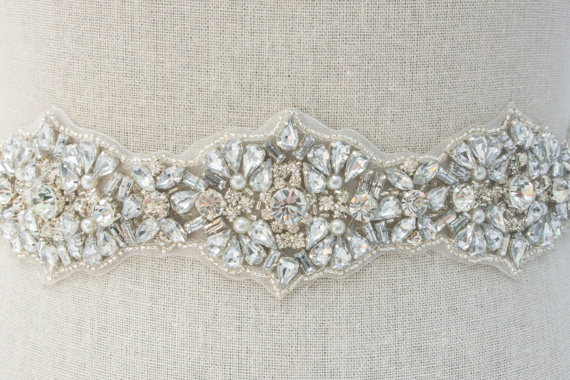 emerald and diamond shaped by SparkleSMBridal | via Should I Add a Sash to My Dress? on Emmaline Bride | https://emmalinebride.com/bride/should-i-add-sash-to-wedding-dress/