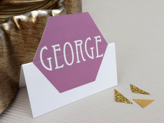 hexagon honeycomb wedding place cards by ljpaperandstyling