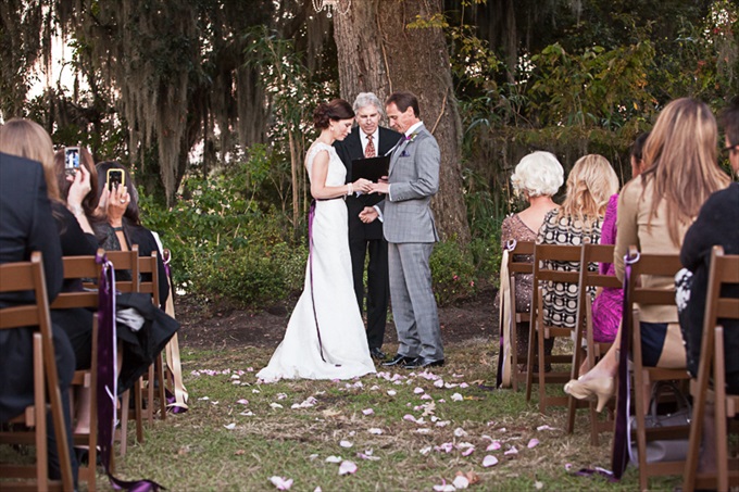 magnolia plantation wedding Whimsical Charleston Wedding | http://www.emmalinebride.com/real-weddings/whimsical-charleston-wedding-with-pretty-purple-colors | photo: MCG Photography - South Carolina Wedding Photographer