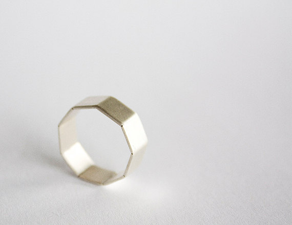 modern hexagon band wedding ring by leahstaley