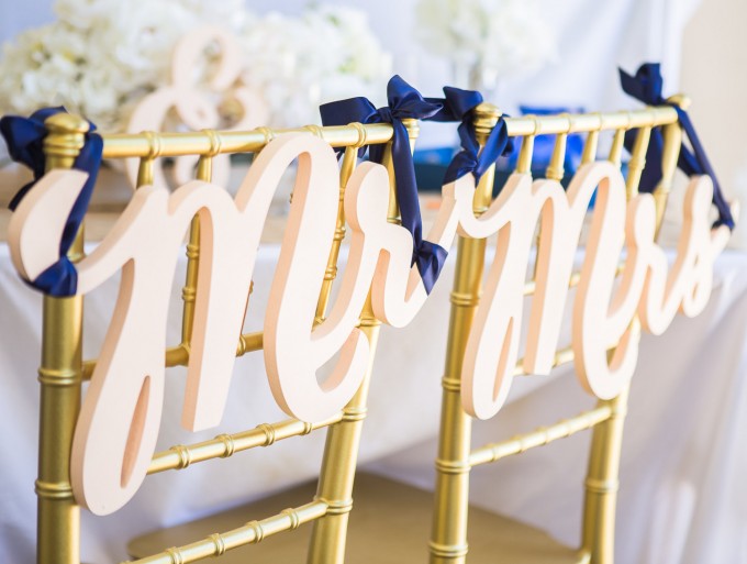 mr & mrs script | chair signs for bride and groom | by zcreate design | https://emmalinebride.com/reception/chair-signs-for-bride-and-groom/