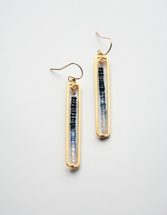 sapphire bar earrings