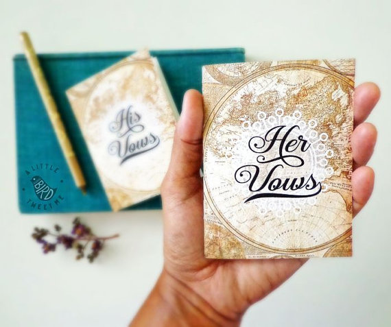 vow books by aLittleBirdTweetme | travel themed wedding ideas: https://emmalinebride.com/themes/travel-theme-wedding-ideas/