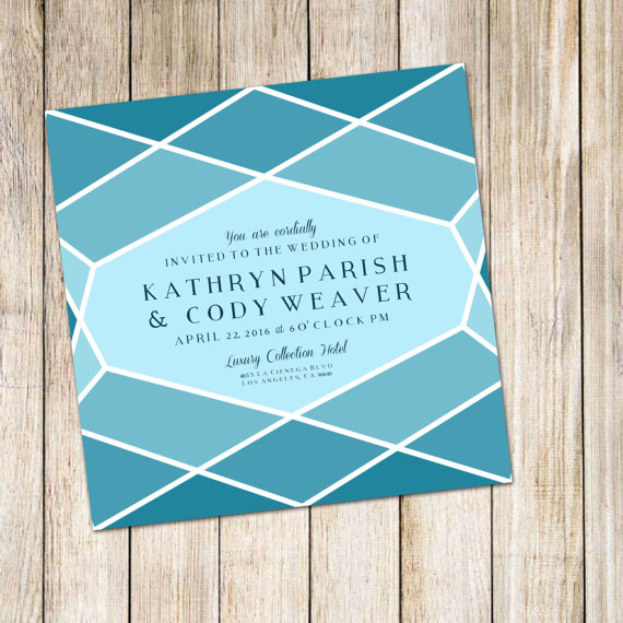 wedding invitation honeycomb in blue by paigerprints