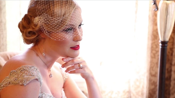 bride birdcage veil | A Luxurious Wedding at the Kohl Mansion (California Weddings) | http://www.emmalinebride.com/real-weddings/a-luxurious-wedding-at-the-kohl-mansion-real-wedding-video/ | Film (Wedding Video): Baby Blue Film