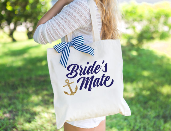 brides mate tote bag by zcreatedesign | via 50+ nautical wedding theme ideas at EmmalineBride.com