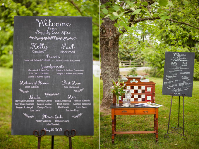 chalkboard wedding menu sign spring wedding | Kelly and Paul's Rustic Spring Wedding in Georgia (Georgia Weddings) | http://www.emmalinebride.com/real-weddings/a-magnificent-rustic-spring-wedding-in-georgia-weddings/ | photo: You Are Raven