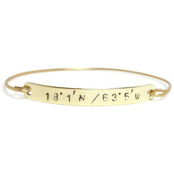cute latitude longitude bracelets for bridesmaids - gold