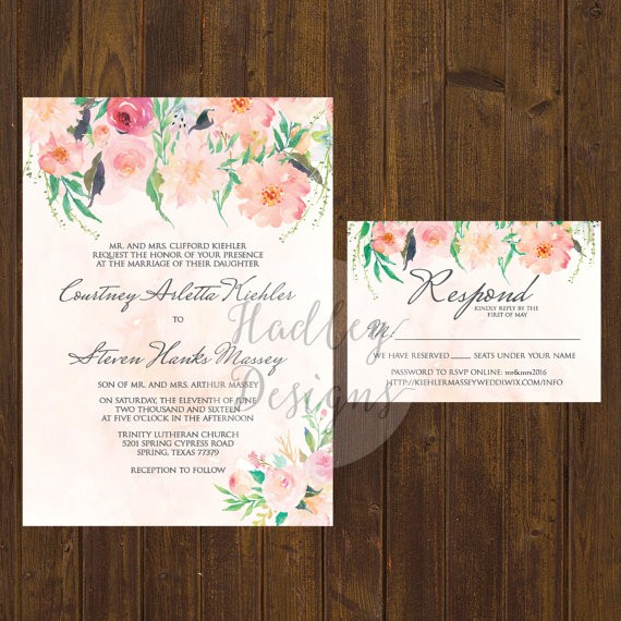 floral watercolor wedding invitation design