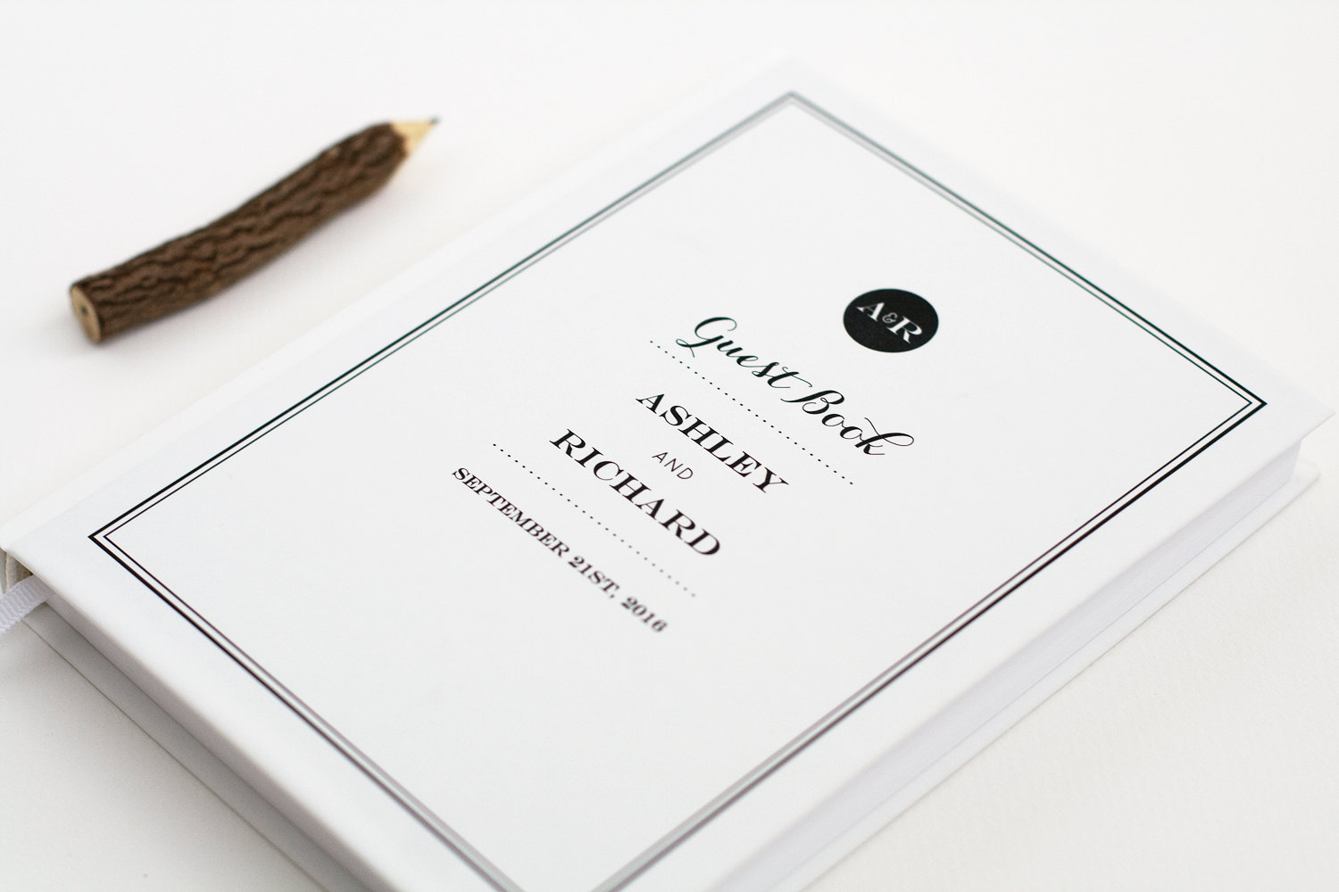 modern black and white guest book