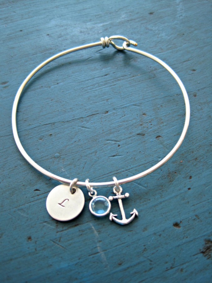 nautical bangle bracelet | via 50+ nautical wedding theme ideas at EmmalineBride.com