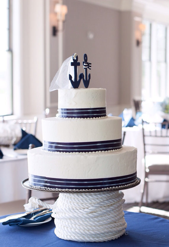 nautical cake topper by nauticalweddings | via 50+ nautical wedding theme ideas at EmmalineBride.com