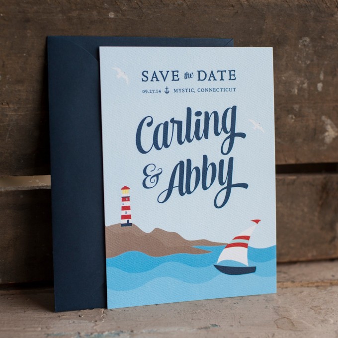 nautical save the date by starboardpress | via 50+ nautical wedding theme ideas at EmmalineBride.com