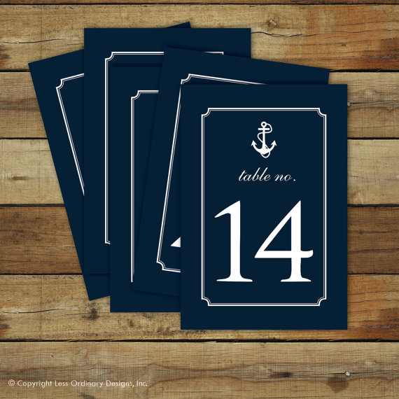 nautical table numbers by saralukecreative | via 50+ nautical wedding theme ideas at EmmalineBride.com