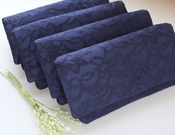 navy lace bridesmaid clutches by goodmarvin