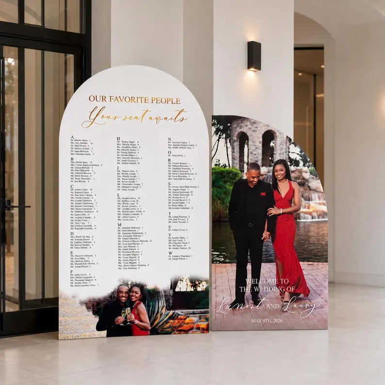 photo wedding seating chart display
