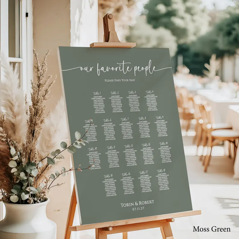 seating chart printed on foam board