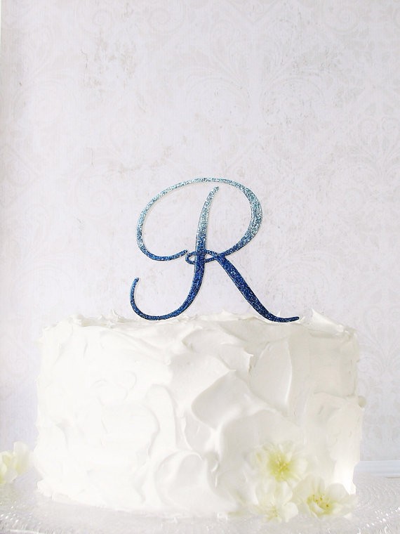 sapphire blue wedding cake topper ombre by studiobloomiowa